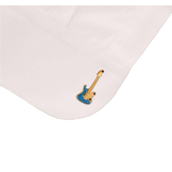 DOLCE & GABBANA Blue Enamel Cufflinks Gold Galvanized Metal Guitar Design NIB - Picture 4 of 10